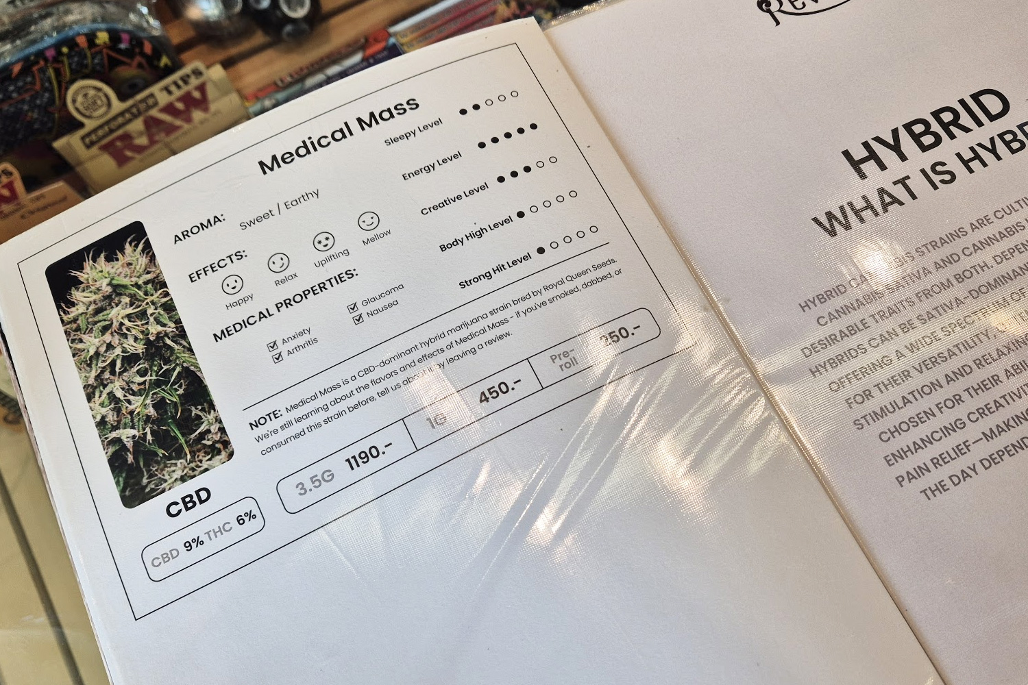 Medical Mass CBD strain at Revana Café Silom — a low-THC variety available at this Bangkok dispensary in Silom