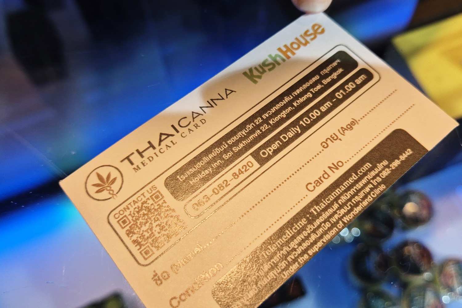 ThaiCannaMed PT33 digital prescription with QR code displayed on screen after video consultation