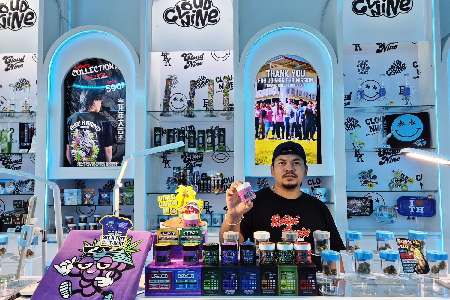 Cloud Nine staff Nikki | Assisting customers with medical cannabis strain selection at Bangkok Nana dispensary