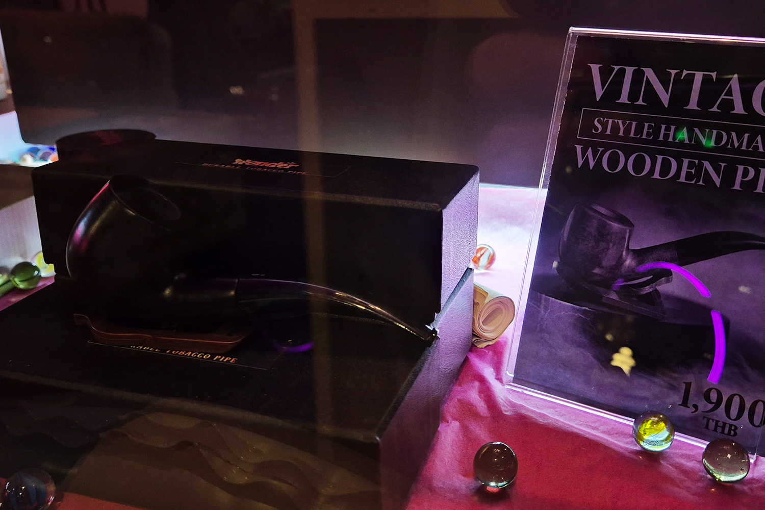 Matte black handmade wooden pipe — artisan cannabis accessory at Wonderland Bangkok