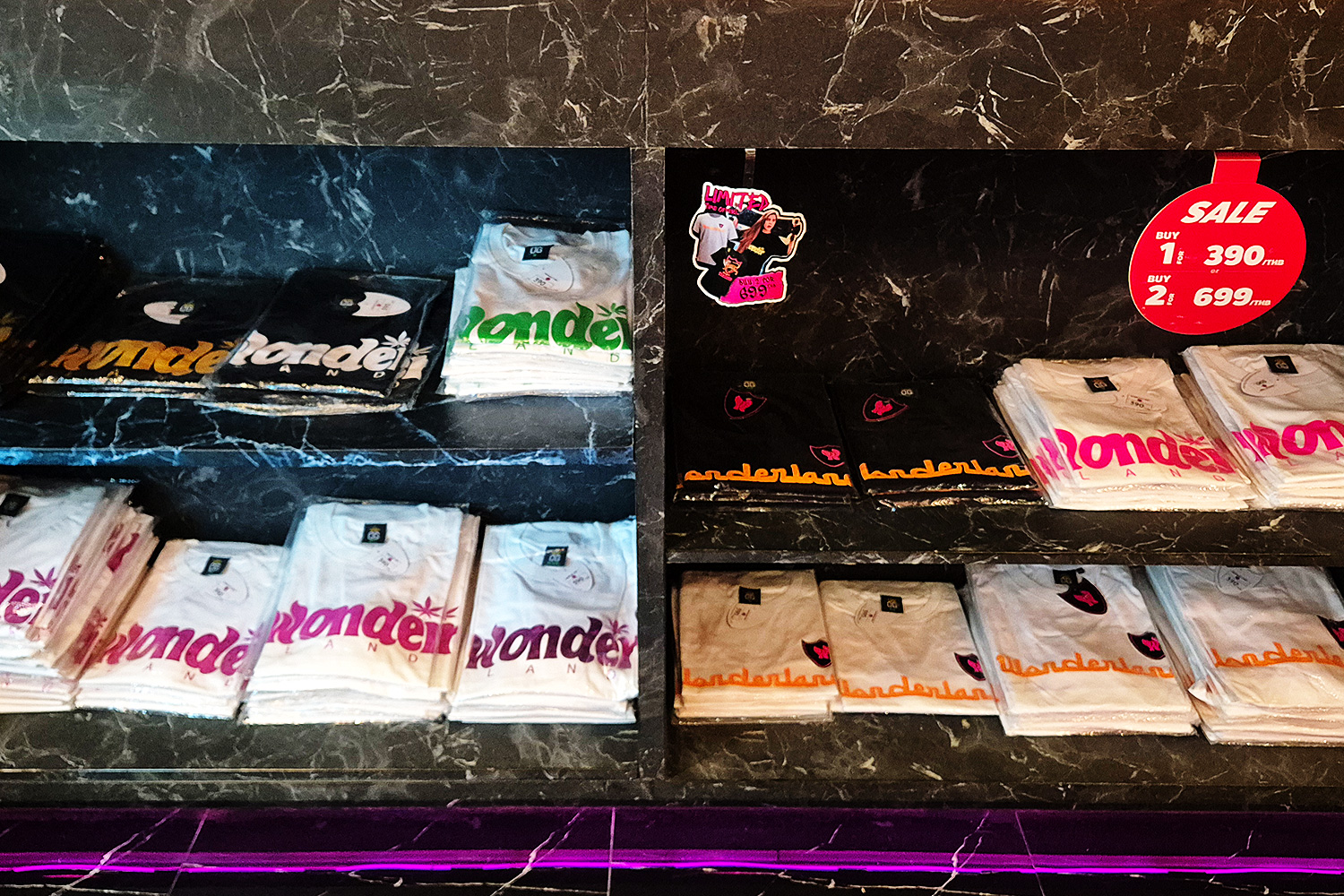 Wonderland Bangkok original logo T-shirts — multiple colors from 390 THB each