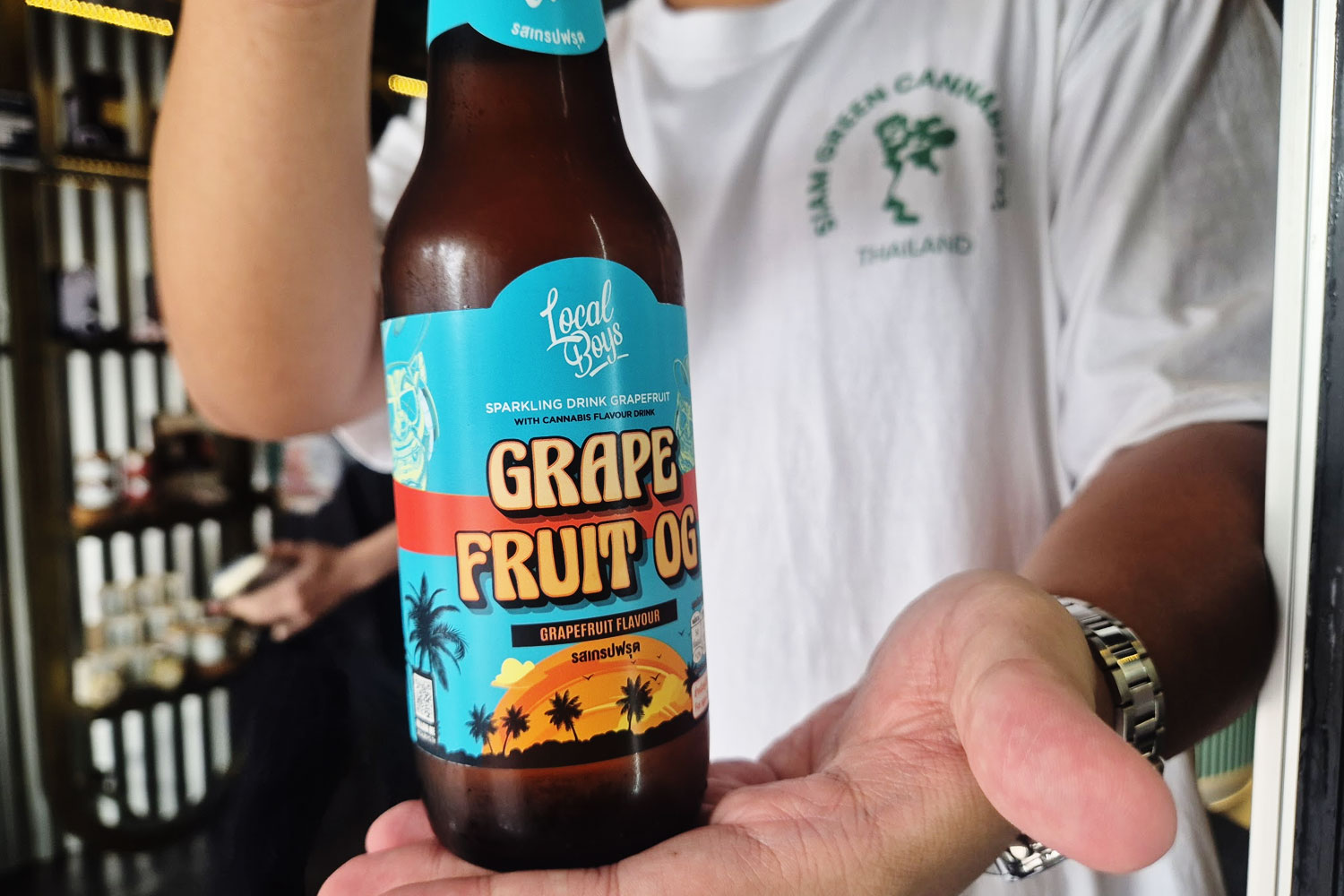 Local Boys Grapefruit OG THC sparkling drink Bangkok