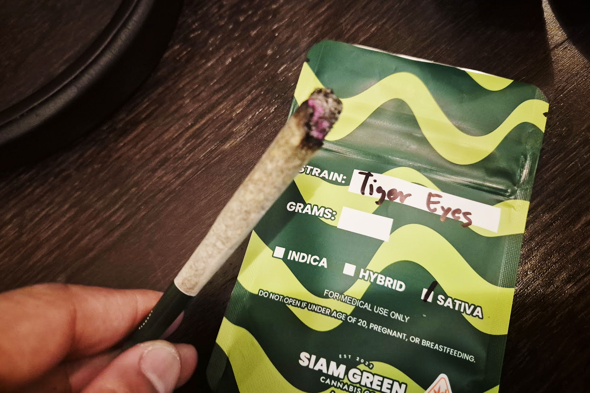 A Tigerz Eye joint received at Siam Green Cannabis Co Silom