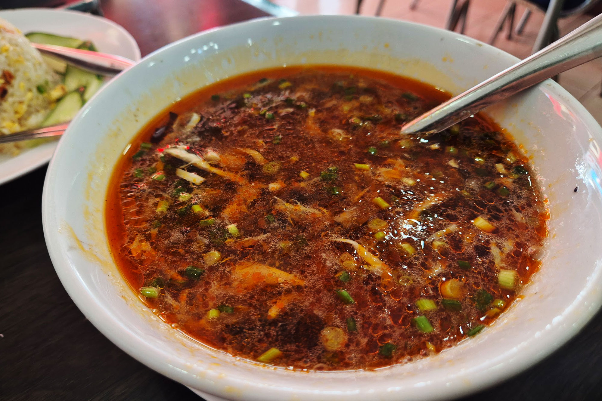Sour and spicy hot and sour soup ordered at Beijing Restaurant (Khrua Paking)