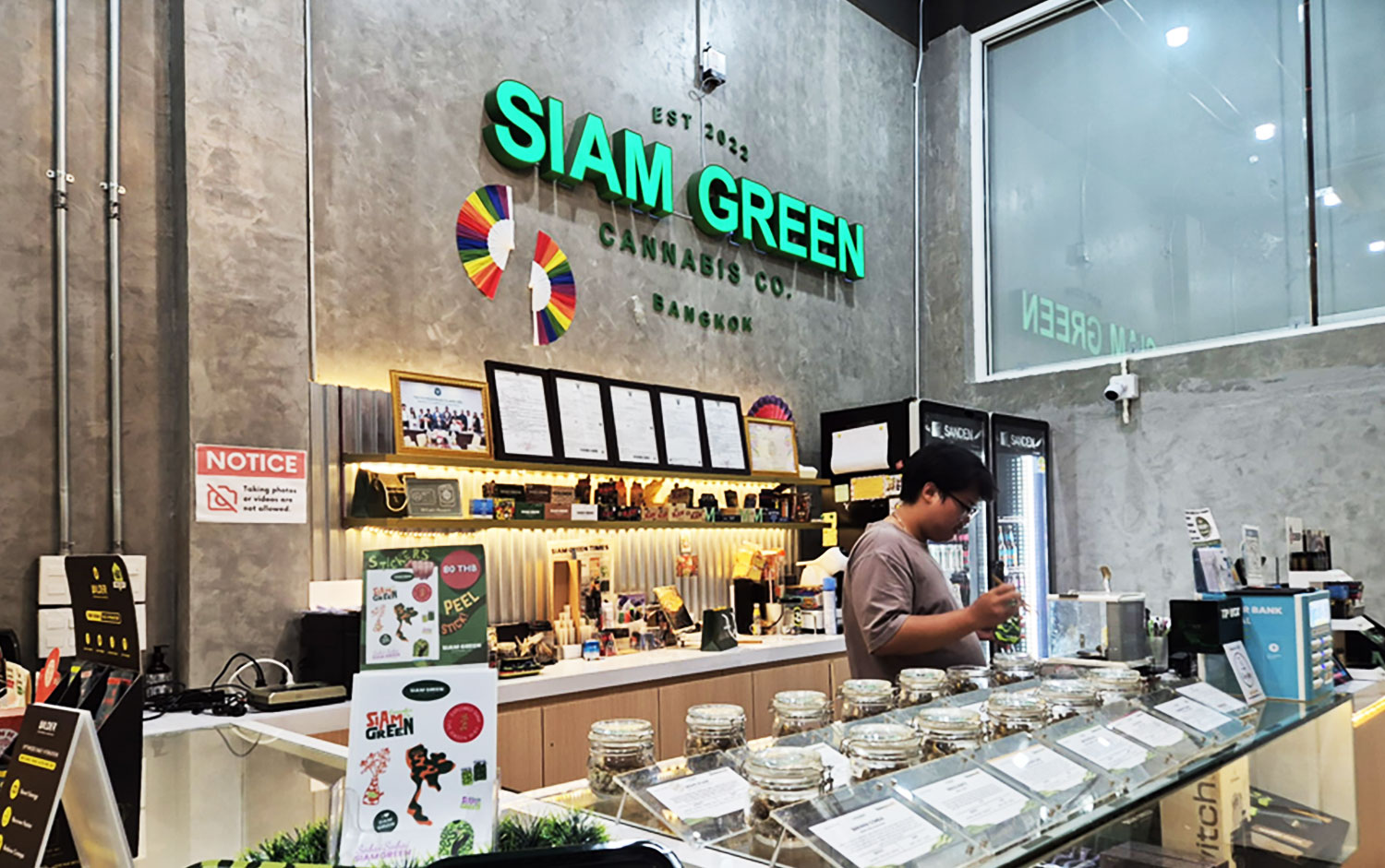 The interior of the cannabis dispensary Siam Green Cannabis Co Silom in Silom, Bangkok